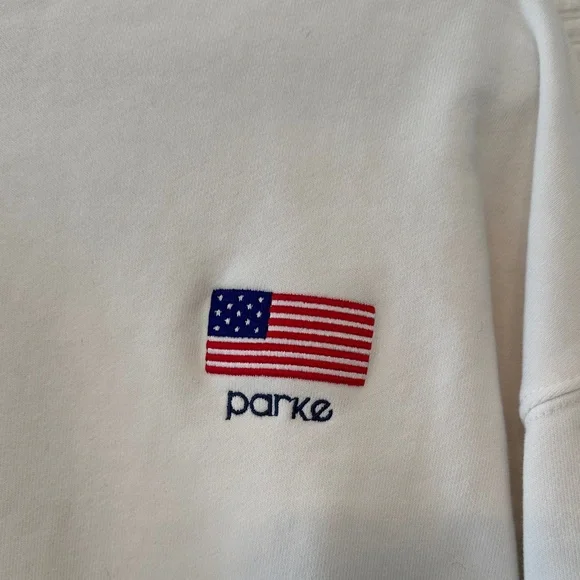Parke Pre Shrunk Mock Neck Cropped Flag Sweatshirt - Picture 2 of 6